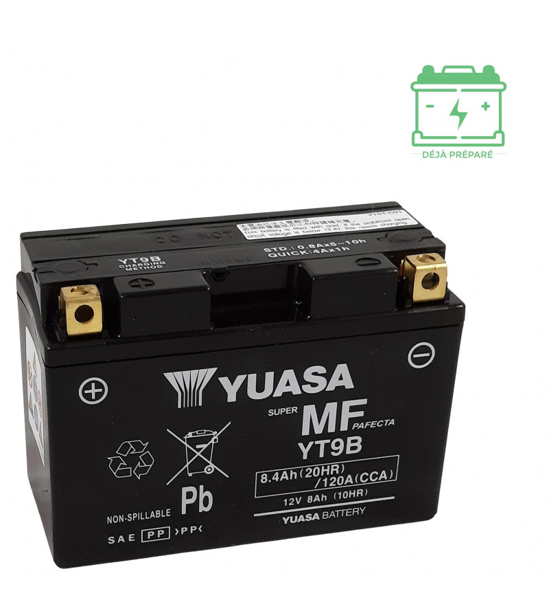 BATTERIE YT9B YUASA 12V6.5AH SANS ENTRETIEN - AGM ACTIVE USINE