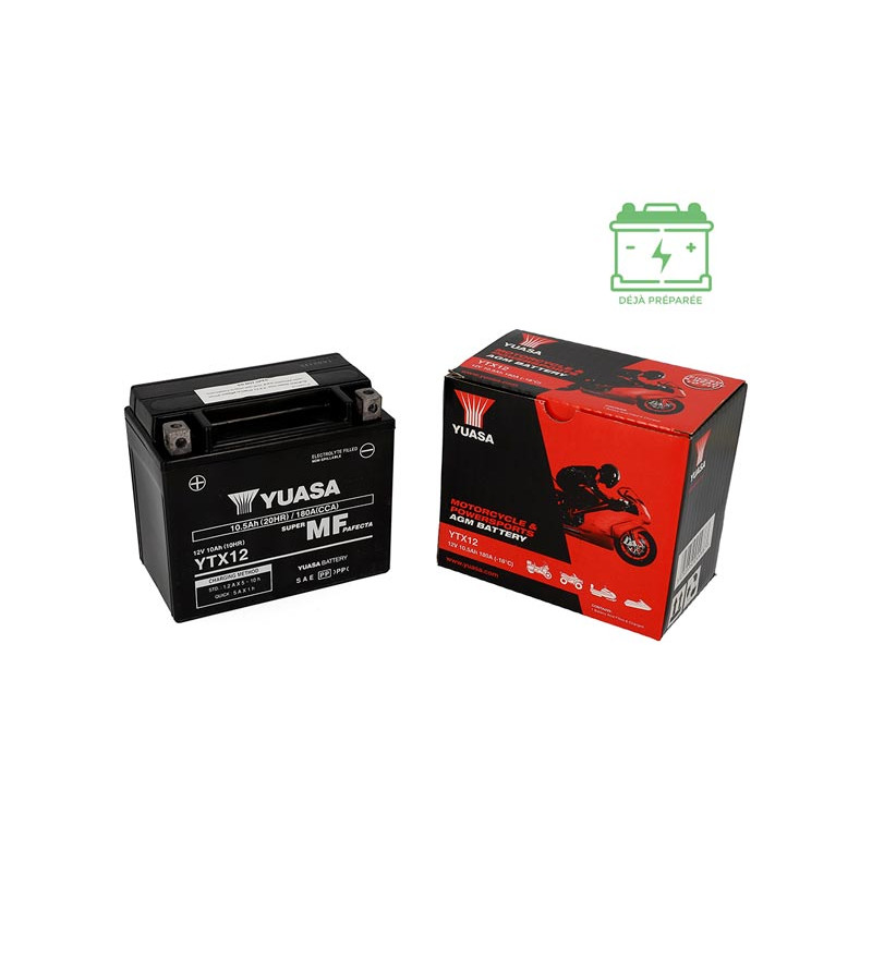 BATTERIE YTX12 YUASA 12V10AH LG148 L84 H129 (SANS ENTRETIEN - AGM) - ACTIVE USINE