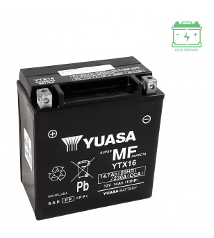 BATTERIE YTX16 YUASA 12V16AH SANS ENTRETIEN - AGM ACTIVE USINE SCOOTER sur le site du spécialiste des deux roues O-TAKET.COM