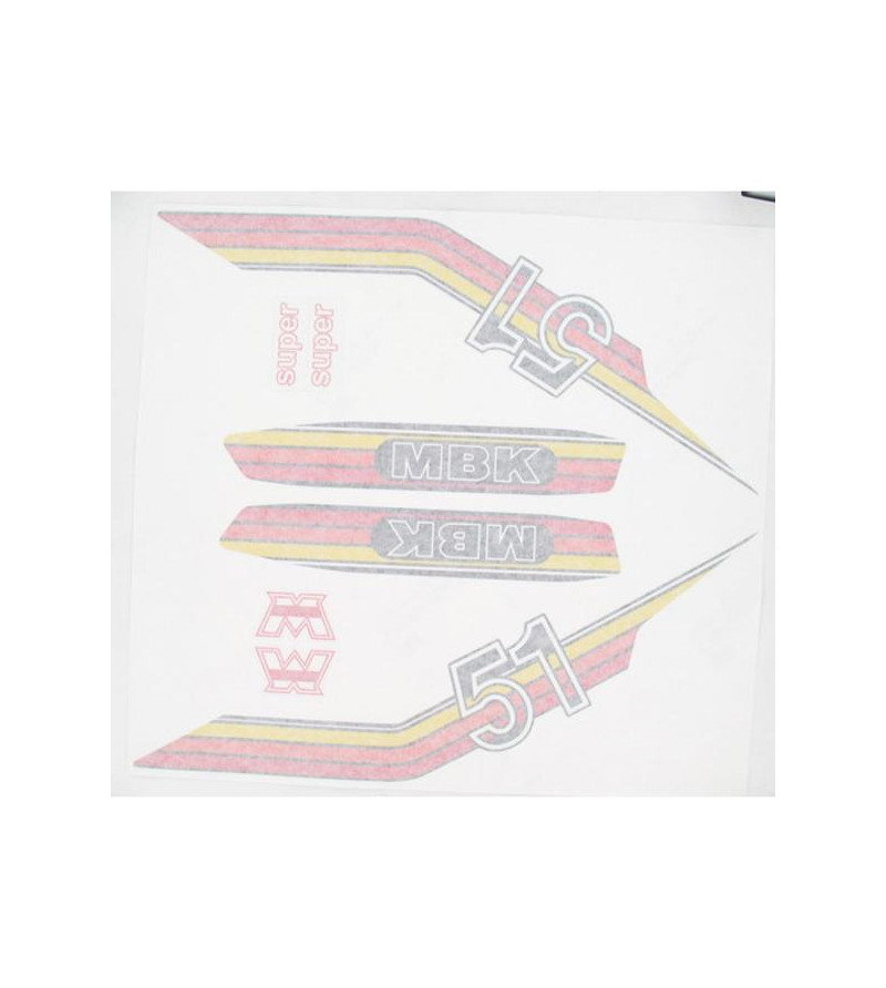 AUTOCOLLANT CYCLO MARQUE MBK ORANGE/ROUGE/JAUNE ADAPT. MBK 51/MOTOBECANE -PLANCHE DE 8 PCS CYCLO/SOLEX sur le site du spécial...