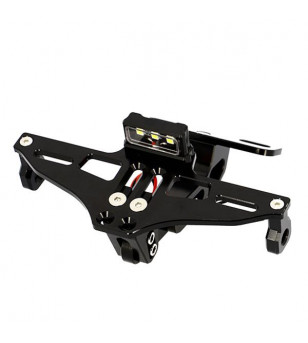 SUPPORT DE PLAQUE D IMMATRICULATION CNC ORIENTABLE BLACKWAY ALUMINIUM NOIR + ECLAIRAGE*