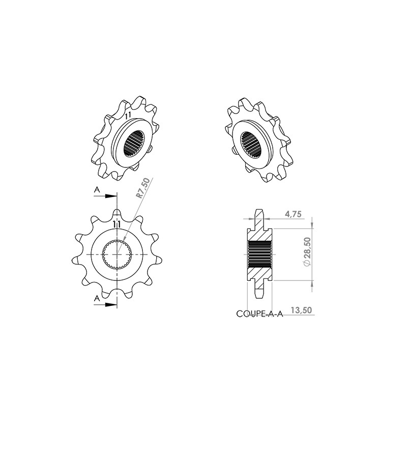 PIGNON CYCLO  ADAPT. 103 SPX/ RCX 11DTS