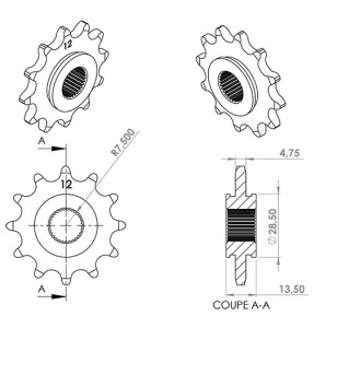 PIGNON CYCLO TEKNIX ADAPT. 103 SPX/RCX 12DTS