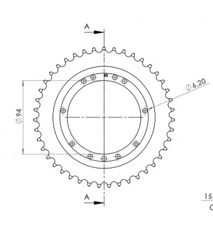 COURONNE CYCLO 23 ADAPT. 103 SL 43DTS (D94) 11 TROUS