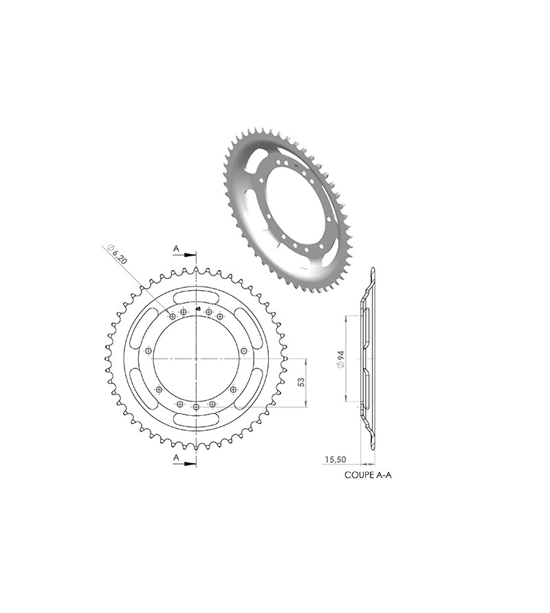 COURONNE CYCLO 22 ADAPT. 103 RAYONS 48DTS (D94) 11 TROUS