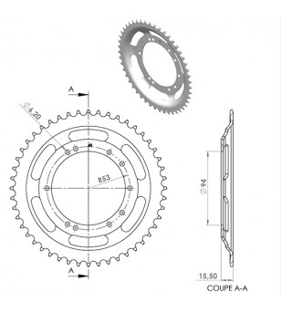 COURONNE CYCLO 20 ADAPT. 103 BTS TOLE  48DTS (D94) 10 TROUS