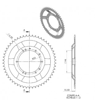 COURONNE CYCLO 20 ADAPT. 103 BTS TOLE  54DTS (D94) 10 TROUS