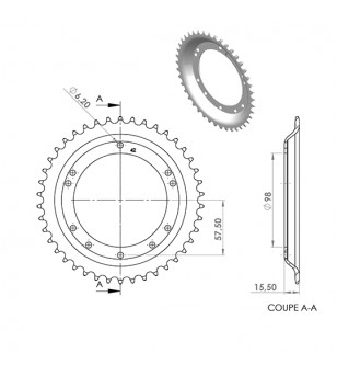 COURONNE CYCLO 21 ADAPT. 103 GRIMECA/BERNARDI 42DTS (D98) 10 TROUS