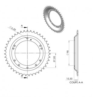 COURONNE CYCLO 21 ADAPT. 103 GRIMECA/BERNARDI 43DTS (D98) 10 TROUS
