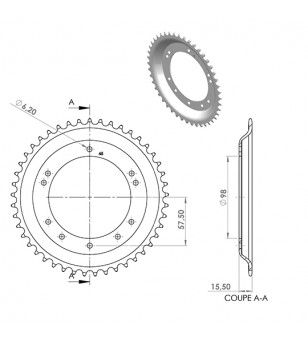 COURONNE CYCLO 21 ADAPT. 103 GRIMECA/BERNARDI 45DTS (D98) 10 TROUS