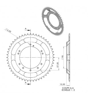 COURONNE CYCLO 21 ADAPT. 103 GRIMECA/BERNARDI 52DTS (D98) 10 TROUS