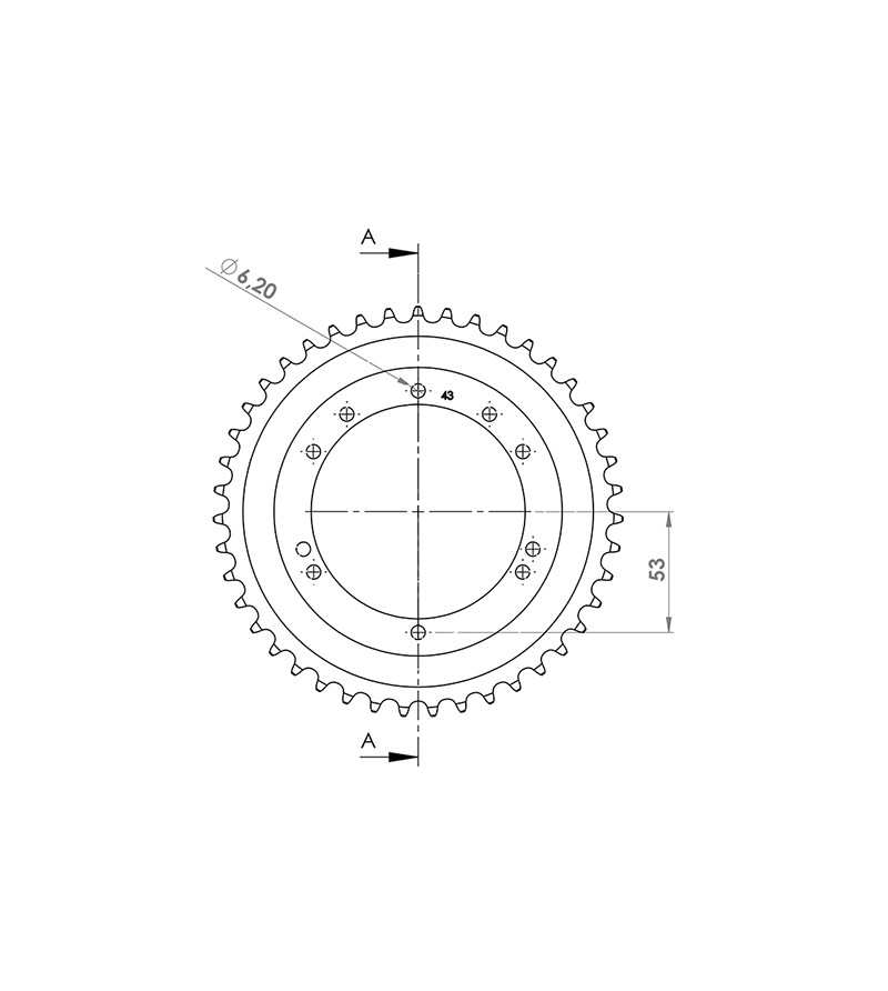 COURONNE CYCLO 27 ADAPT. MBK 40/50 44DTS (D94) 10 TROUS