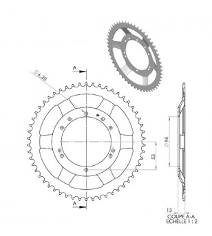 COURONNE CYCLO 27 ADAPT. MBK 40/50 54DTS (D94) 10 TROUS