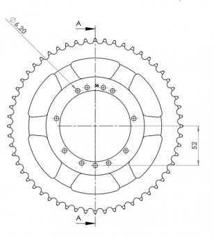 COURONNE CYCLO 26 ADAPT. MBK 51V/41 56DTS (D94)  11 TROUS