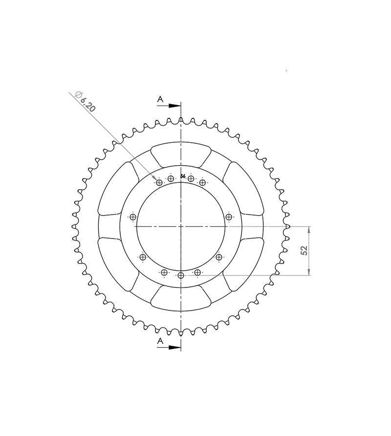 COURONNE CYCLO 26 ADAPT. MBK 51V/41 56DTS (D94)  11 TROUS