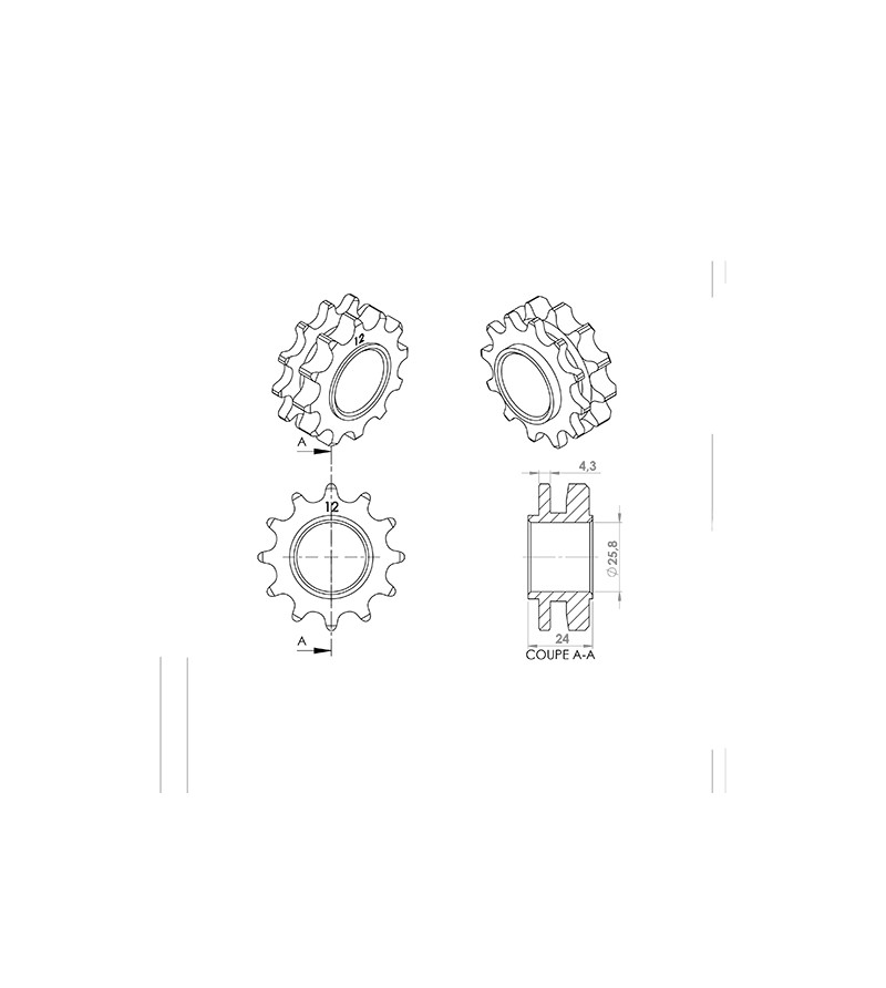 PIGNON CYCLO  ADAPT. MBK 51 12DTS