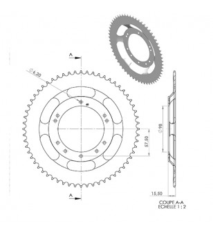 COURONNE CYCLO 21 ADAPT. 103 GRIMECA/BERNARDI 60DTS (D98) 10 TROUS