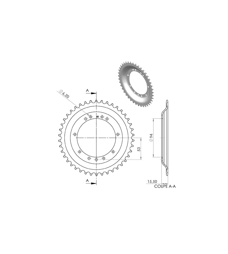 COURONNE CYCLO 22 ADAPT. 103 RAYONS 42DTS (D94) 11 TROUS