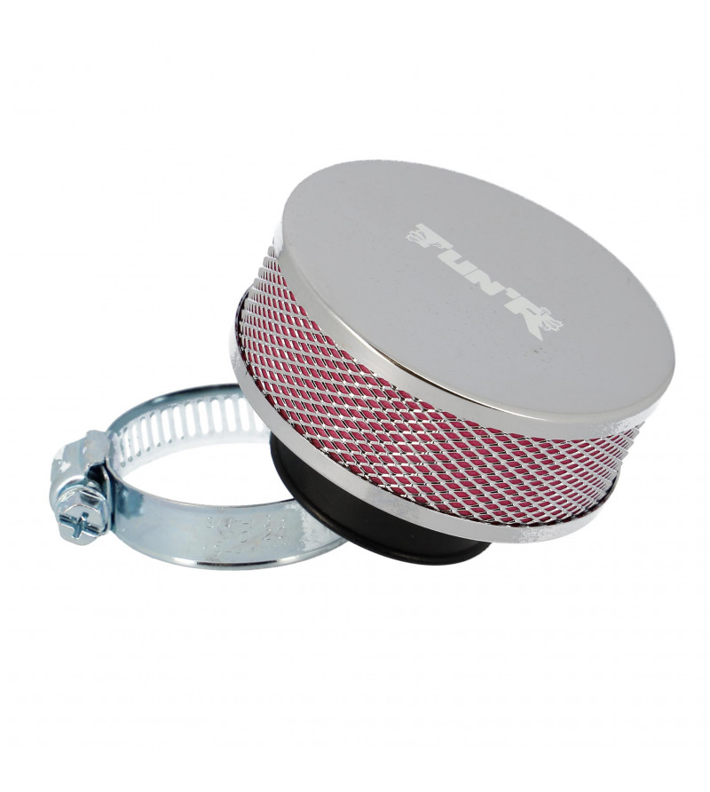FILTRE A AIR TUN'R D28-35 CYLINDRIQUE EXTRA PLAT DROIT CHROME