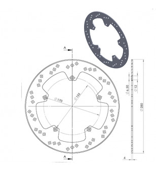 DISQUE FREIN MECABOITE AV NG ADAPT. X POWER/TZR 50 2003-/RS50 99-06/TUONO 03-07 (D.280)