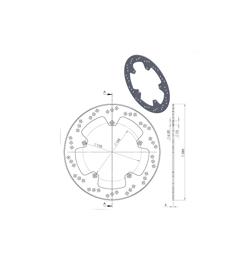 DISQUE FREIN MECABOITE AV NG ADAPT. X POWER/TZR 50 2003-/RS50 99-06/TUONO 03-07 (D.280)