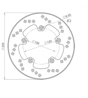 DISQUE FREIN MECABOITE AR NG ADAPT. RS50 99-2006/TUONO 03-07 (D.220)