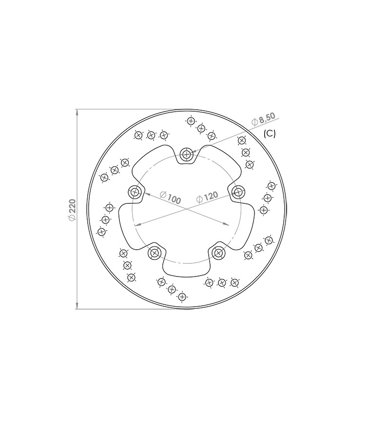 DISQUE FREIN MECABOITE AR NG ADAPT. RS50 99-2006/TUONO 03-07 (D.220)