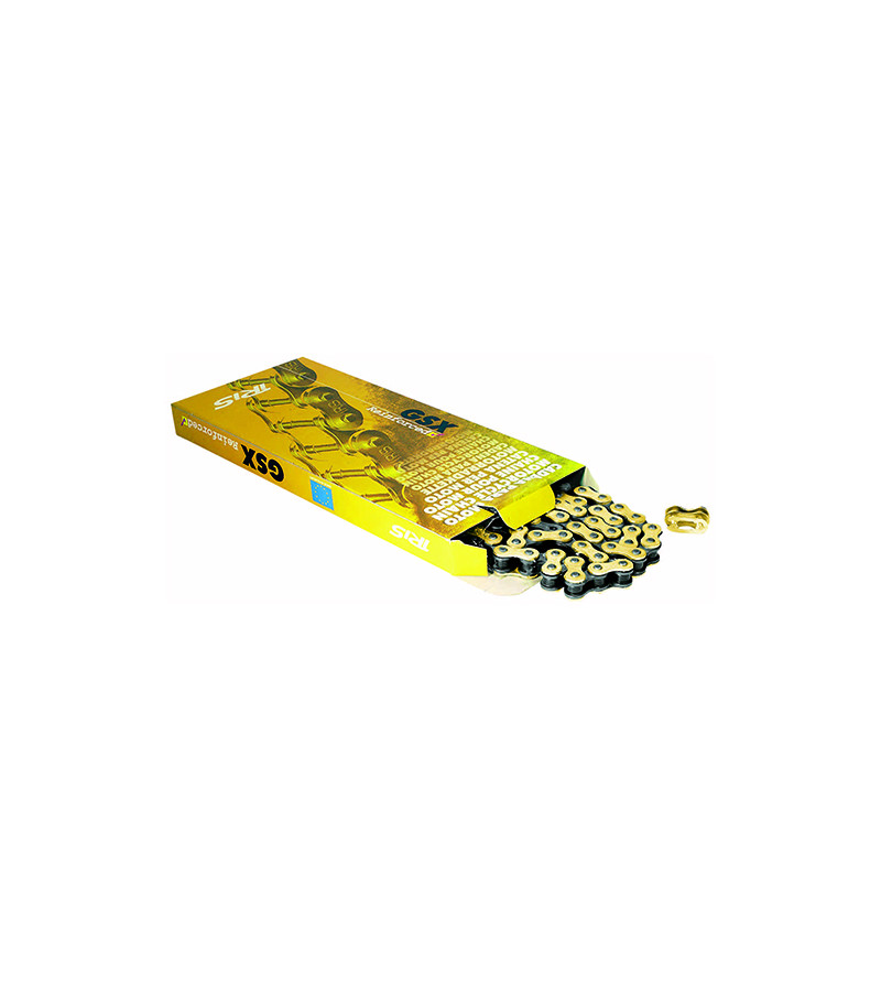 CHAINE MECABOITE 428 IRIS GSX 134M RENFORCEE OR