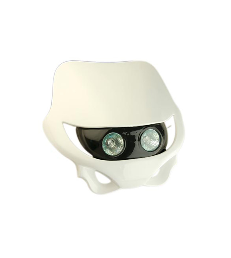TETE DE FOURCHE MECABOITE/MOTO/CYCLO TUN'R* CROSS 2  BLANC (DOUBLE OPTIQUE HALOGENE 2X20W)