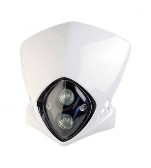 TETE DE FOURCHE MECABOITE/MOTO/CYCLO TUN'R* RACING BLANC (DOUBLE OPTIQUE HALOGENE 2X20W)