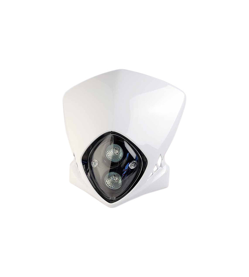 TETE DE FOURCHE MECABOITE/MOTO/CYCLO TUN'R* RACING BLANC (DOUBLE OPTIQUE HALOGENE 2X20W)