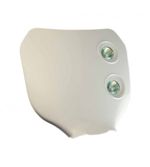 TETE DE FOURCHE MECABOITE/MOTO/CYCLO TUN'R* NUMERO BLANC (DOUBLE OPTIQUE HALOGENE 2X20W)