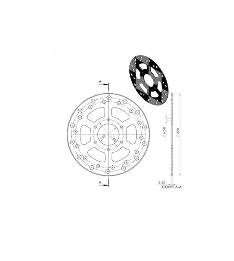 DISQUE FREIN MECABOITE AR NG ADAPT. XR7/NK7/RS 125/TUONO 125 (D.220)