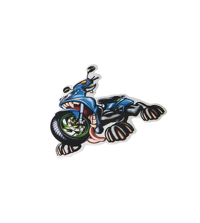 AUTOCOLLANT RACING SCOOTER EN RAGE (10CM)