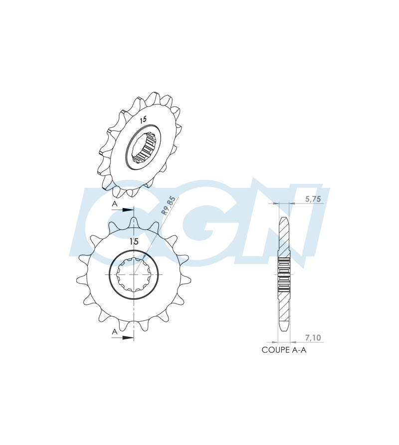 PIGNON MECABOITE A15 TEKNIX ADAPT. AM6 420 15 DTS