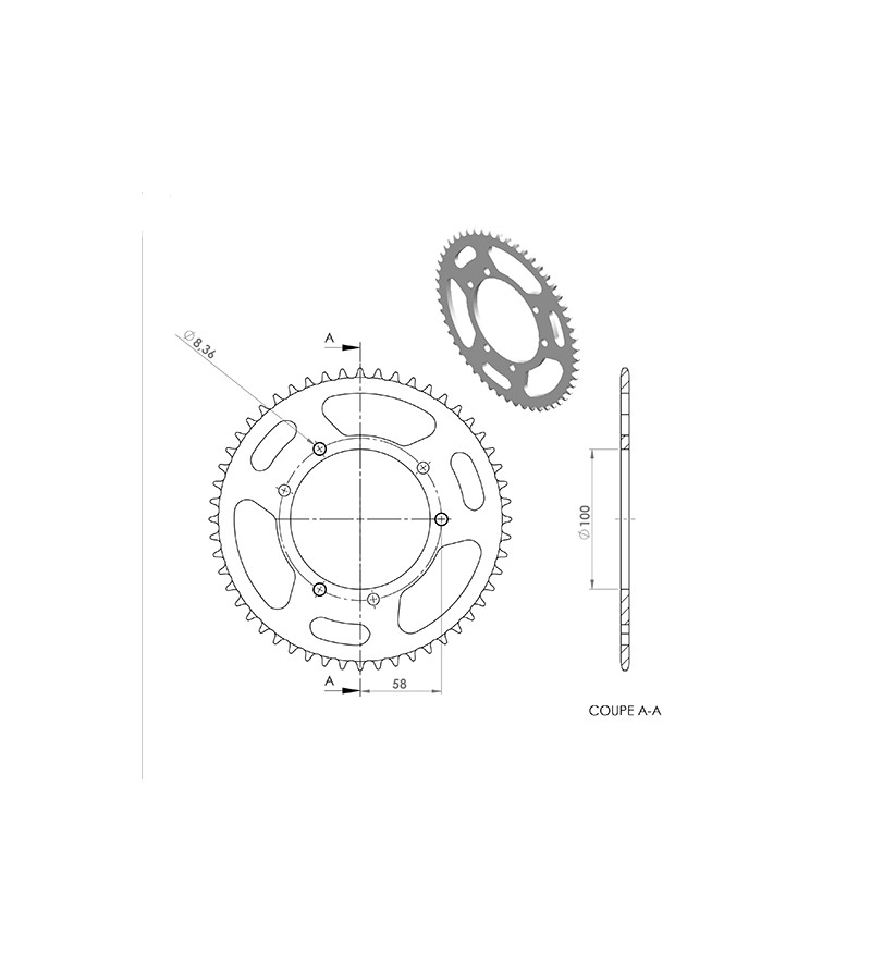 COURONNE MECABOITE 31 ADAPT. XP6 98-00 420 52DTS D100 FIX 3X2