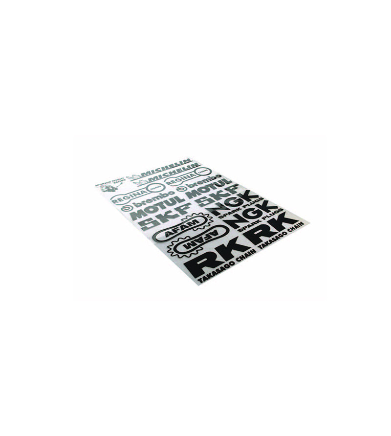 AUTOCOLLANT MARQUE SPONSORS (NGK/SKF/AFAM/MOTUL/BREMBO (PLANCHE 35X25CM)