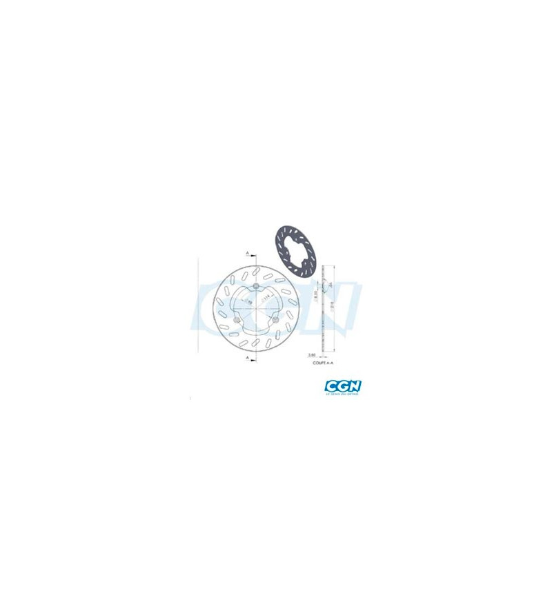 DISQUE FREIN MECABOITE AV NG ADAPT. DERBI SENDA R 1997-2003/L 1994-1997/YUMBO (D.218)