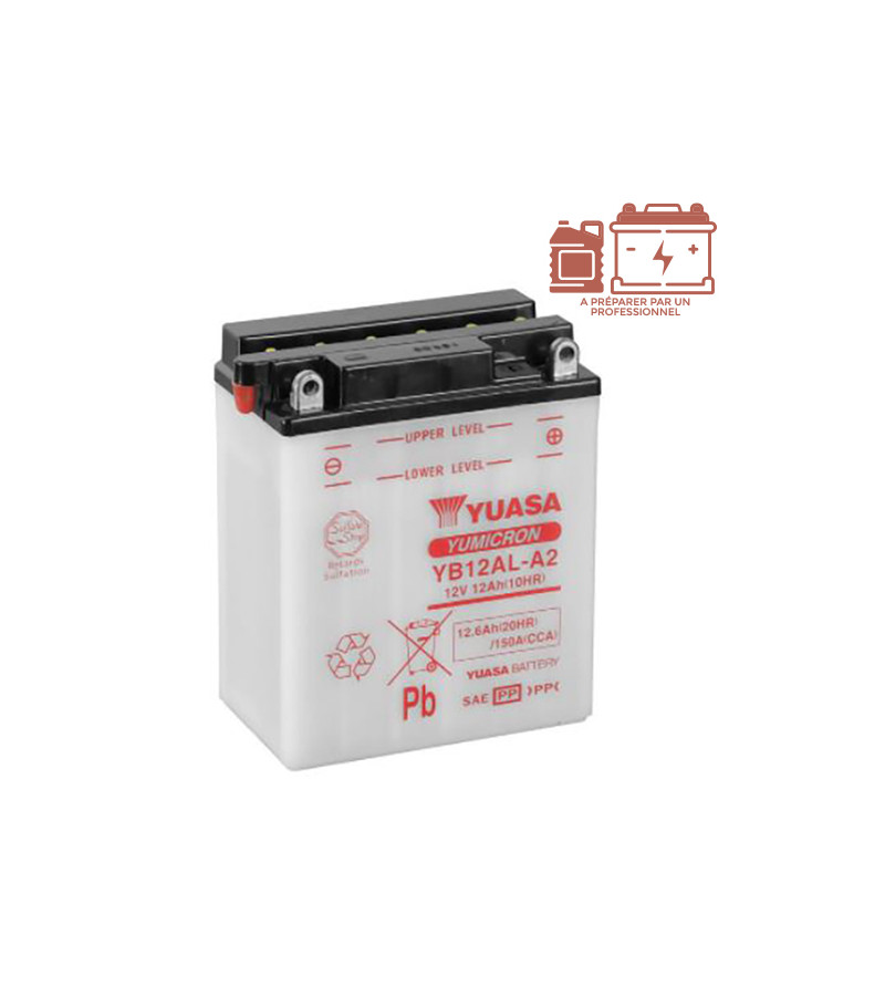 BATTERIE YB12AL-A2 YUASA  12V12AH CLASSIC L132 L77 H160 (SANS ACIDE)