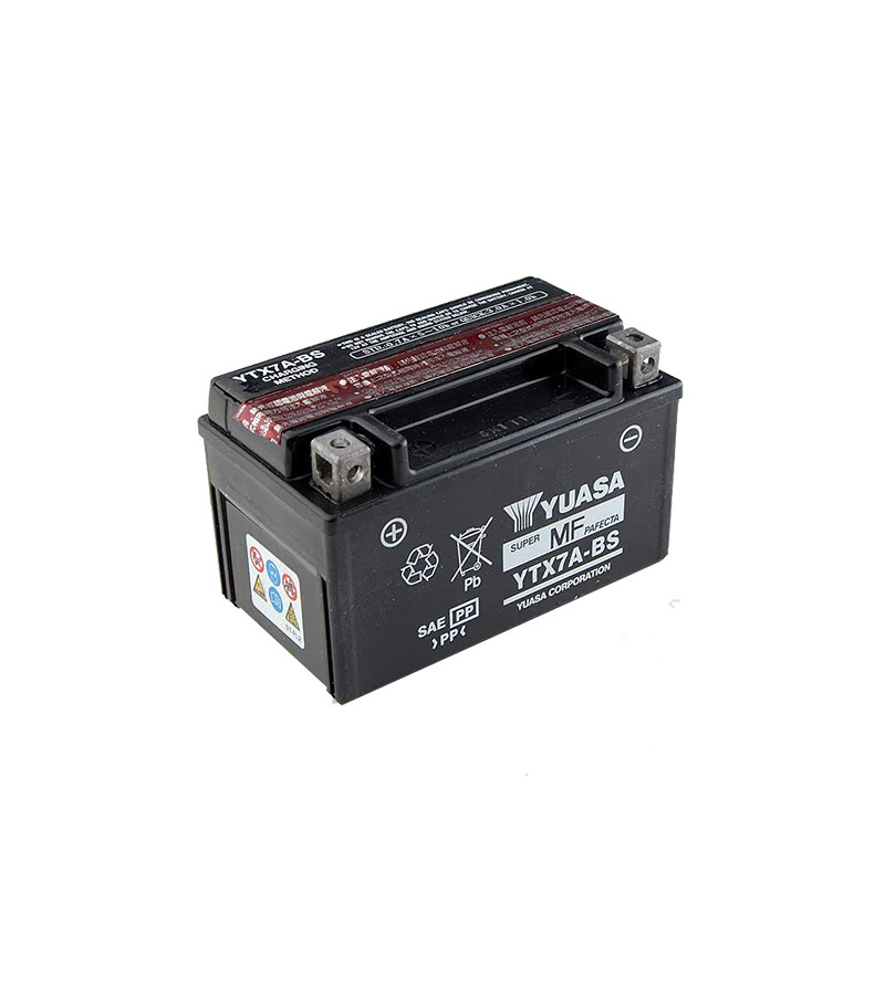 BATTERIE YTX7A-BS YUASA 12V6AH SANS ENTRETIEN ADAPT. FLAME 125/CYGNUS 125