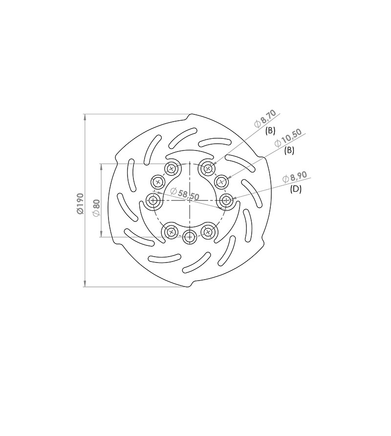 DISQUE FREIN SCOOTER AV/AR UNIVERSEL ADAPT. MBK/YAMAHA/PIAGGIO/PEUGEOT (DIA.190MM/3 TROUS)