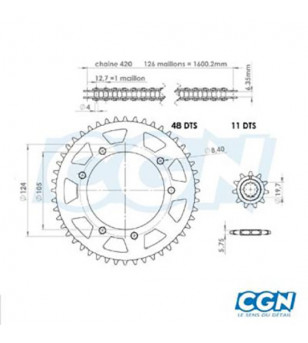 KIT CHAINE TEKNIX ADAPT. XLIMIT 2004-  420  11X48 (DEMULT. ORIGINE) D105 / FIX 3X2