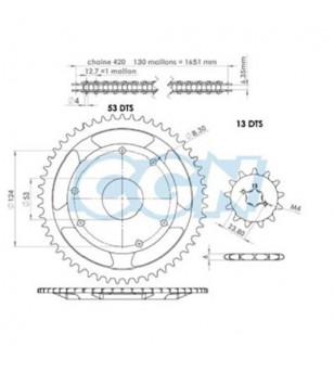 KIT CHAINE AFAM ADAPT. DERBI SENDA 99-03 420 13X53 (DEMULT.ORIG) D53/FIX3X2