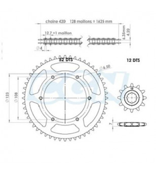 KIT CHAINE AFAM ADAPT. XR6 01- 420  11X52 (DEMULT. ORIGINE) D108/6 FIX