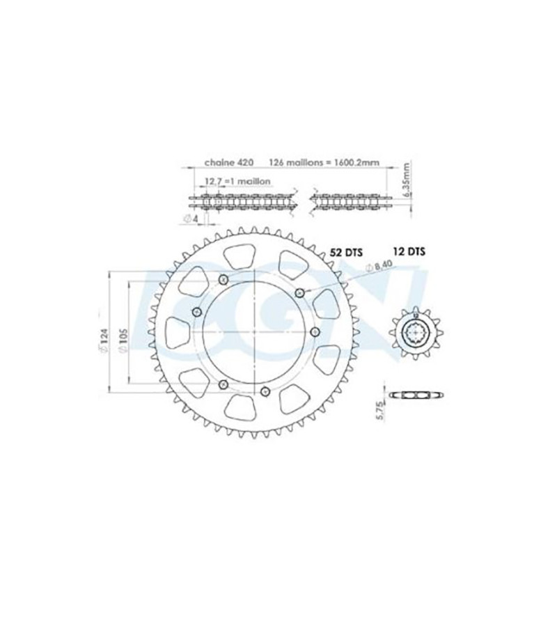 KIT CHAINE AFAM ADAPT. XP6/XPS 0609/XP7 CROSS 12X52