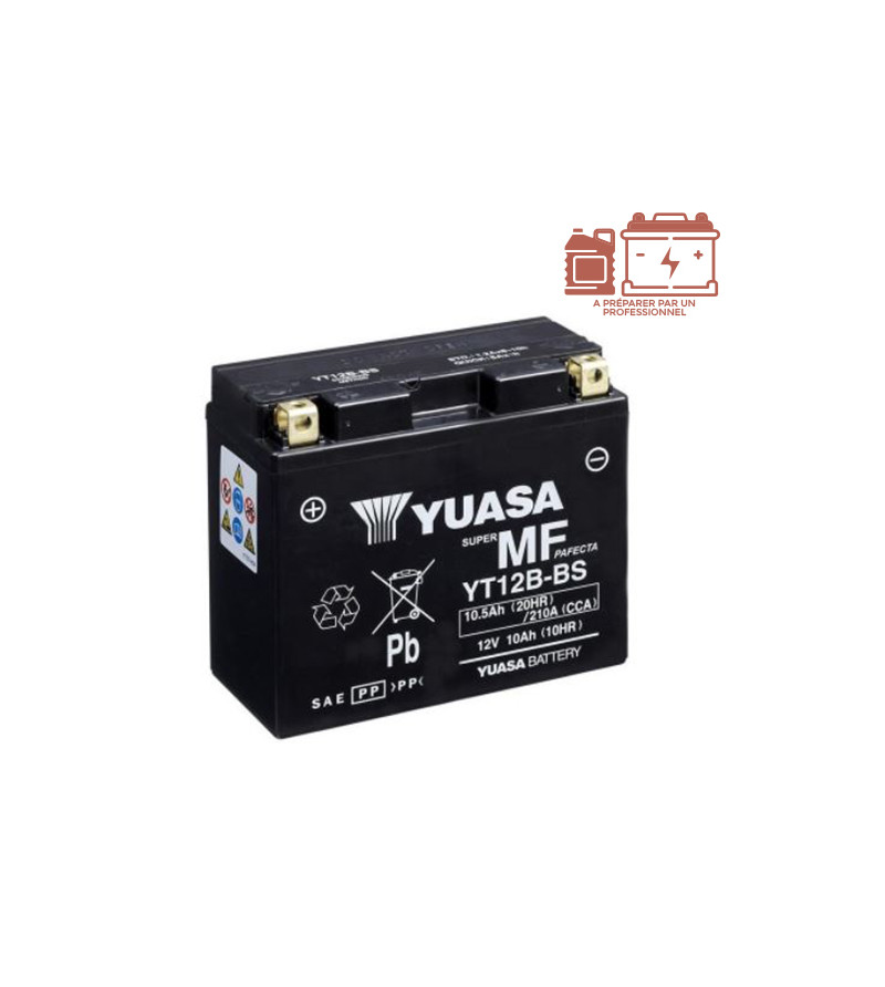 BATTERIE YT12B-BS YUASA 12V10AH SANS ENTRETIEN ADAPT. PIAGGIO 125 BEVERLY