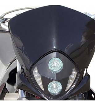 TETE DE FOURCHE MECABOITE/MOTO/CYCLO TUN'R XTREM RACE NOIR (HALOGENE 2X20W (D50) LEDS BLAN