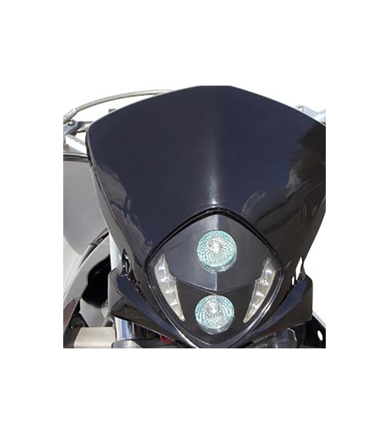 TETE DE FOURCHE MECABOITE/MOTO/CYCLO TUN'R XTREM RACE NOIR (HALOGENE 2X20W (D50) LEDS BLAN