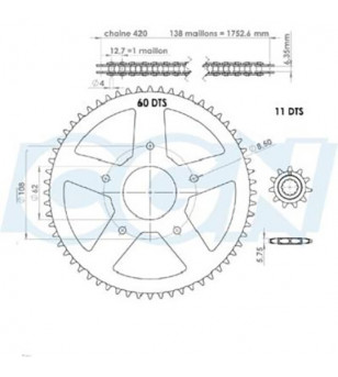 KIT CHAINE AFAM ADAPT. XR7/NK7/XP7 SM/XPS SM 0508 420 11X60  D62 /5 FIX