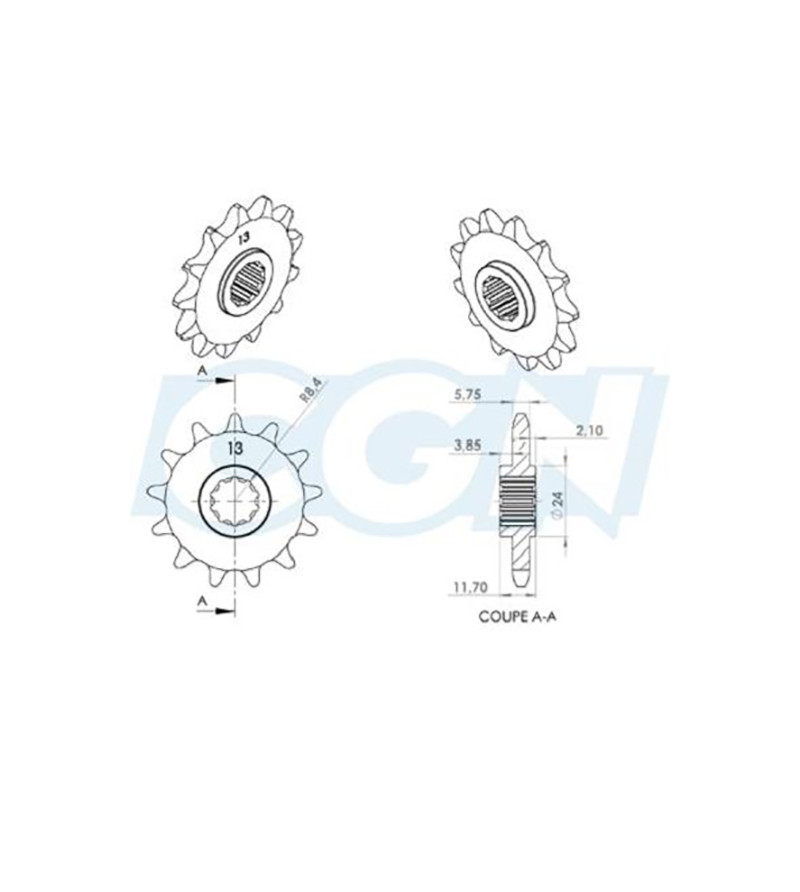 PIGNON MECABOITE F13 TEKNIX ADAPT. GSM/GILERA -2000 13 DTS